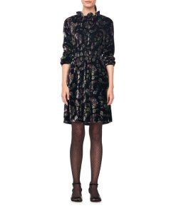Rebecca Taylor Long-Sleeve Jewel Paisley Velvet Dress