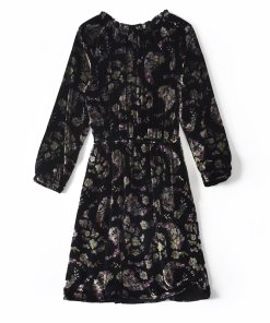 Rebecca Taylor Long-Sleeve Jewel Paisley Velvet Dress