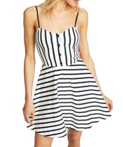 Alice + Olivia Nella Striped Button-Front Mini Dress