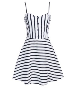 Alice + Olivia Nella Striped Button-Front Mini Dress