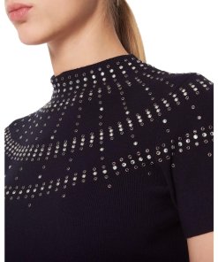 Sandro Bugle Embellished Knit Skater Dress