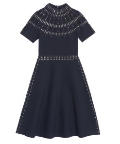 Sandro Bugle Embellished Knit Skater Dress