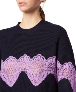 Sandro Mystère Sheer Lace-Inset Sweater