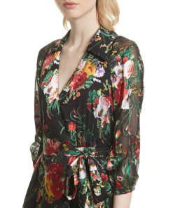 Alice + Olivia Abney V-Neck Floral Wrap Shirtdress