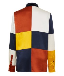 Tory Burch Reese Satin Colorblock Blouse
