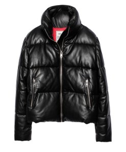 Zadig & Voltaire Kery Cropped Leather Puffer Jacket