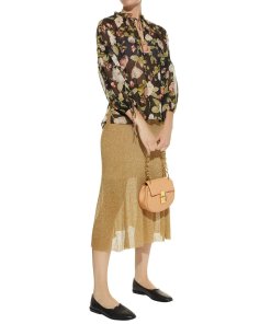 Alice + Olivia Julius Floral Blouson Sleeve Silk Top
