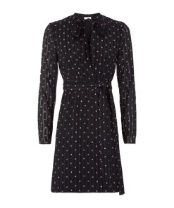 Alexis Leila Polka Dot Rio Print Tie Neck Mini Dress