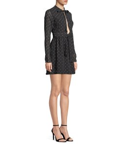 Alexis Leila Polka Dot Rio Print Tie Neck Mini Dress