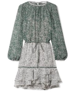 Veronica Beard Dorado Ruffle Floral Silk Mini Dress