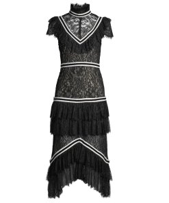 Alice + Olivia Annetta Pleated Tier Ruffle Dress