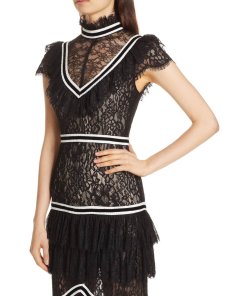 Alice + Olivia Annetta Pleated Tier Ruffle Dress