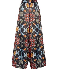 Alice + Olivia Printed Duchesse Satin Wide-Leg Pants