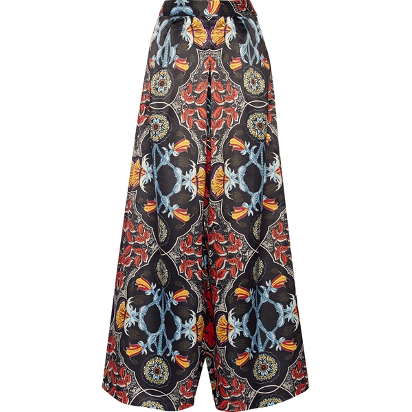 Alice + Olivia Printed Duchesse Satin Wide-Leg Pants