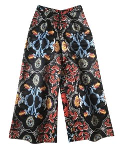 Alice + Olivia Printed Duchesse Satin Wide-Leg Pants