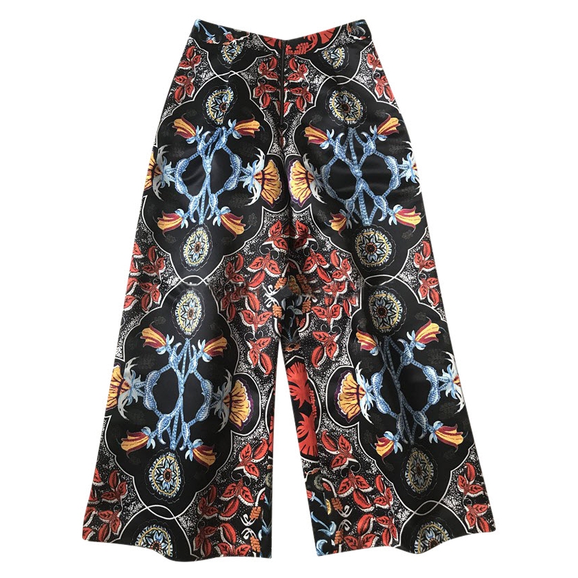 Alice + Olivia Printed Duchesse Satin Wide-Leg Pants