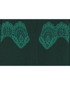 Sandro Tower Lace Inset Wool Blend Cardigan