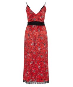 Cinq à Sept Petra Sleeveless Lace-Trim Faux-Wrap Silk Dress