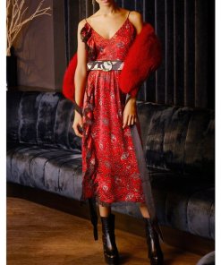 Cinq à Sept Petra Sleeveless Lace-Trim Faux-Wrap Silk Dress