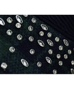 Sandro Patience Crystal-Embellished Half Zip Check Sweater