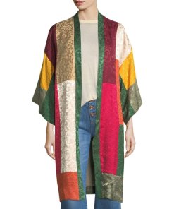 Alice + Olivia Lupe Long Patchwork Jacquard Kimono