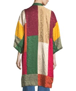 Alice + Olivia Lupe Long Patchwork Jacquard Kimono