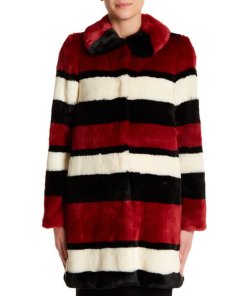 Alice + Olivia Kinsley Oversized Stripe Faux Fur Coat