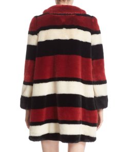 Alice + Olivia Kinsley Oversized Stripe Faux Fur Coat