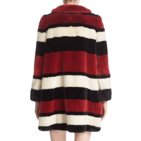 Alice + Olivia Kinsley Oversized Stripe Faux Fur Coat
