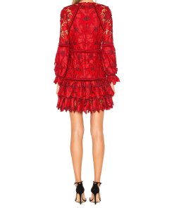 Alexis Fransisca Floral Lace Blouson-Sleeve Dress