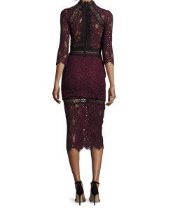 Alexis Marisa Half-Sleeve Lace Midi Dress