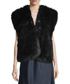 Helmut Lang Faux-Fur Surplice Vest