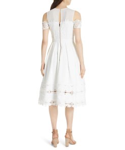 Ted Baker London Nacii Structured Lace Cold-Shoulder Midi Dress