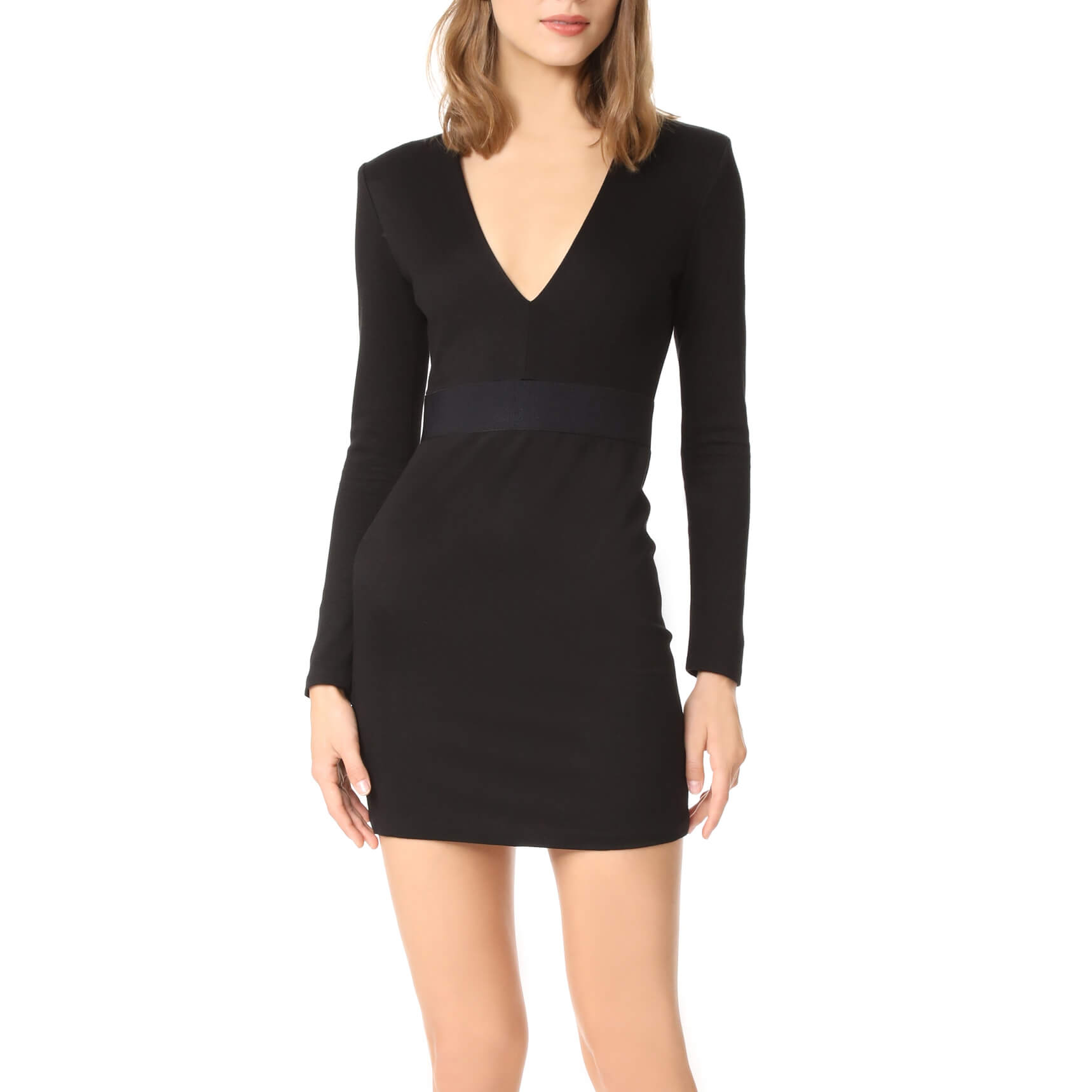 Alice + Olivia Simone Deep V Strong Shoulder Dress evaChic Alice + Olivia Simone Deep V Strong Shoulder Dress evaChic