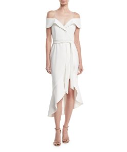 Alice + Olivia Josie Off-Shoulder Ruffle Wrap Dress
