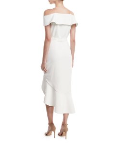 Alice + Olivia Josie Off-Shoulder Ruffle Wrap Dress