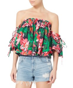Marissa Webb Leona Off-the-Shoulder Printed Top