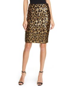 Alice-Olivia-Ramos-Sequin-Pencil-Skirt leopard