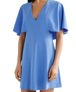 Alice + Olivia Krysta Cape-Back Crepe Mini Dress