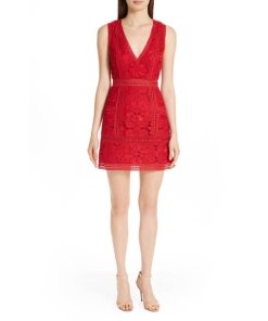 Alice + Olivia Zula Lace V-Neck Mini Dress