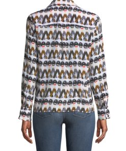 Alice + Olivia X Donald Robertson Willa Crazy Pants Printed Silk Blouse