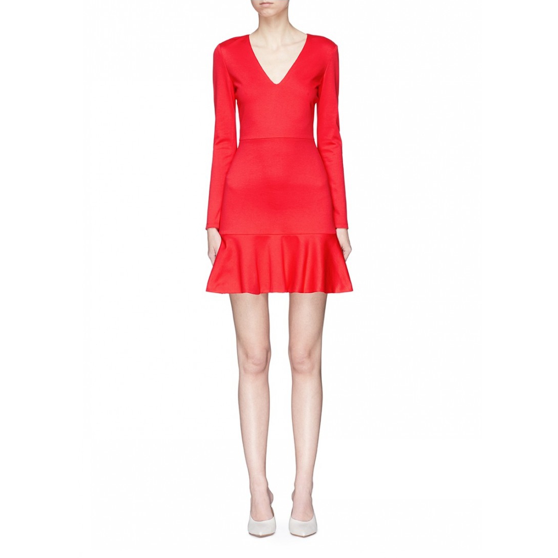 slim fit dress slacks WOMEN'S SHORT RUFFLE SLEEVE V-NECK FIT & FLARE MINI DRESS –  Wholesalefashiontrends.com main image 1