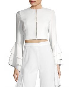 Alice + Olivia Presley Ruffle-Sleeve Cropped Jacket