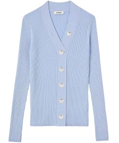 Sandro Gabrielle Ribbed Fine-Knit Buttoned Cardigan