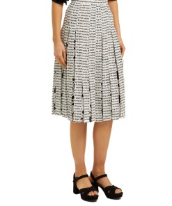 Diane von Furstenberg Gardena Logo Pleated Silk Skirt