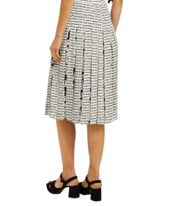 Diane von Furstenberg Gardena Logo Pleated Silk Skirt