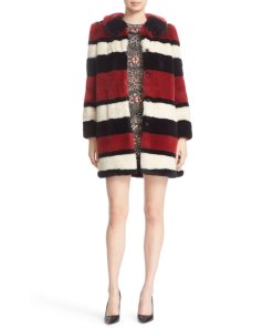 Alice + Olivia Kinsley Oversized Stripe Faux Fur Coat