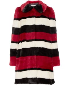 Alice + Olivia Kinsley Oversized Stripe Faux Fur Coat