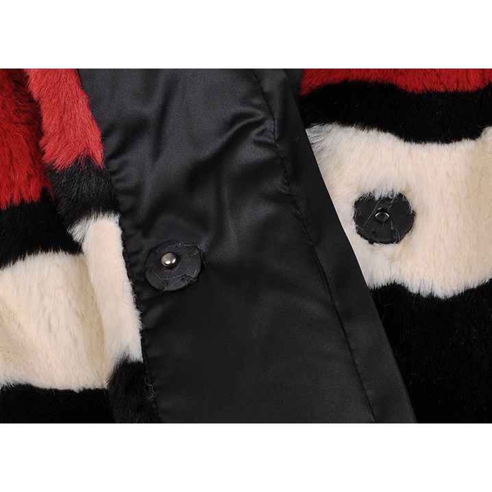 Alice + Olivia Kinsley Oversized Stripe Faux Fur Coat
