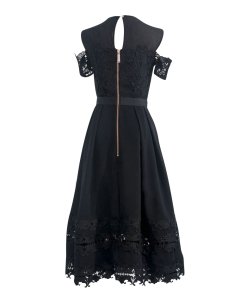 Ted Baker London Nacii Structured Lace Cold-Shoulder Midi Dress